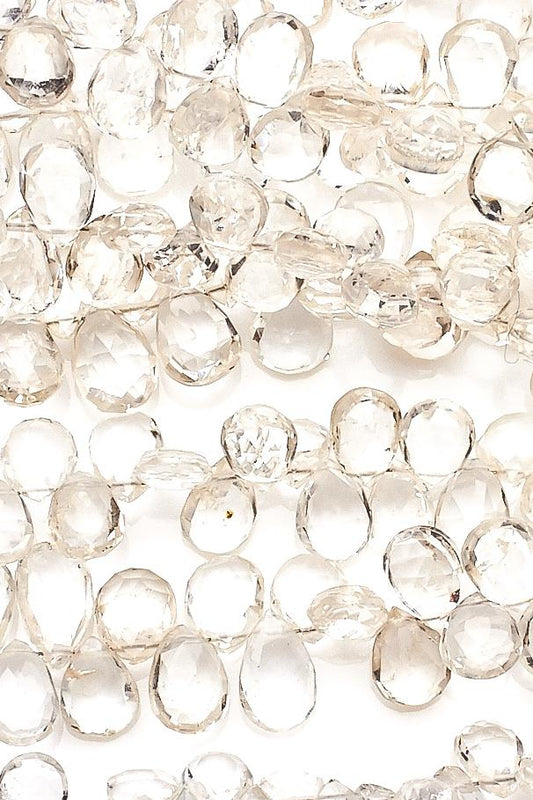 Crystal Quartz Clear Pear Faceted Natural Beads
