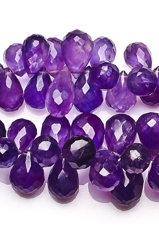 Amethyst Purple Drop Faceted Natural Beads