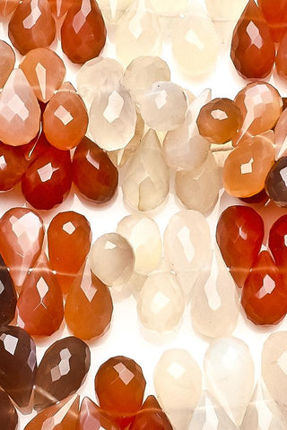 Moonstone Multi Color Drop Faceted Natural Beads