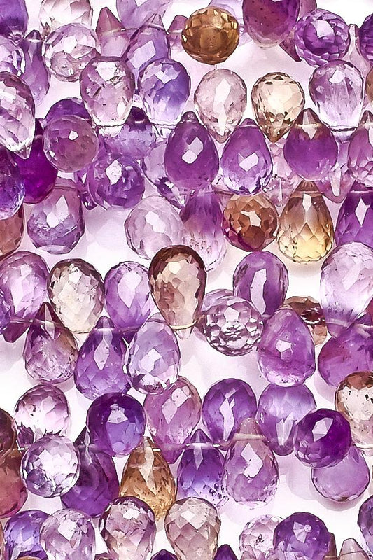 Ametrine Shaded Blue Drop Faceted Natural Beads
