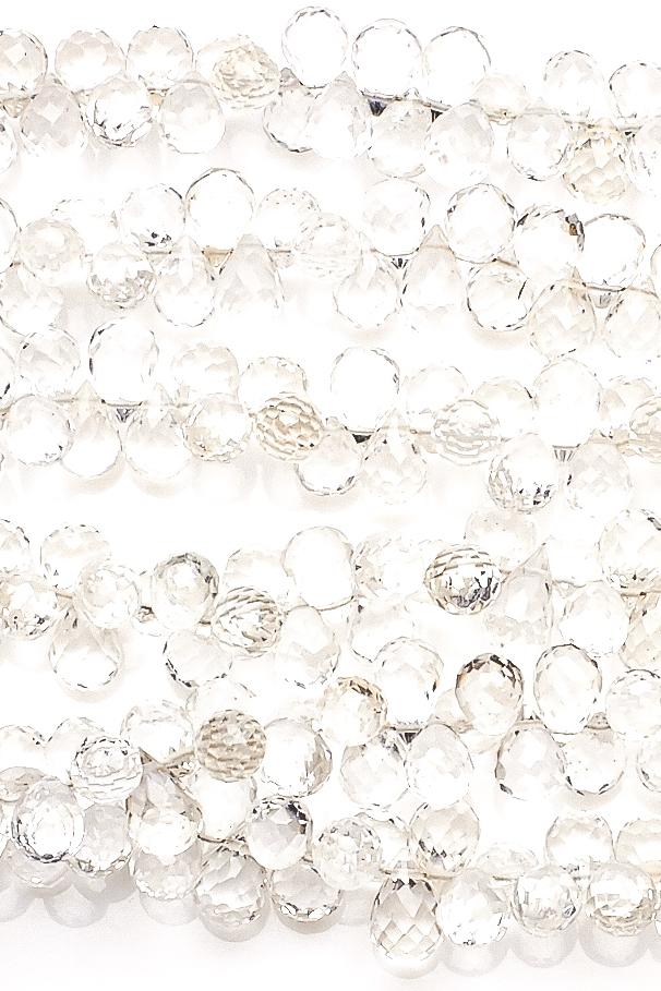 Crystal Quartz Clear  Drop Faceted Natural Beads
