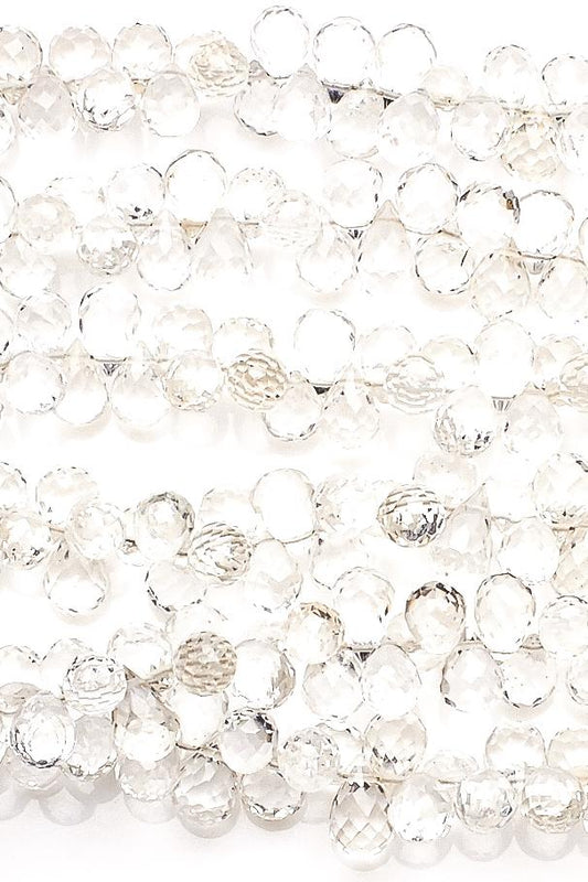 Crystal Quartz Clear  Drop Faceted Natural Beads