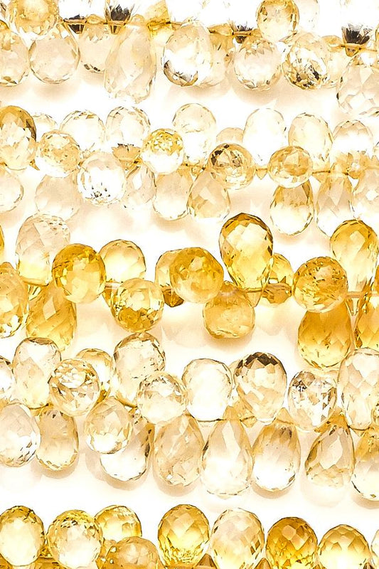 Citrine Yellow Drop Faceted Natural Beads