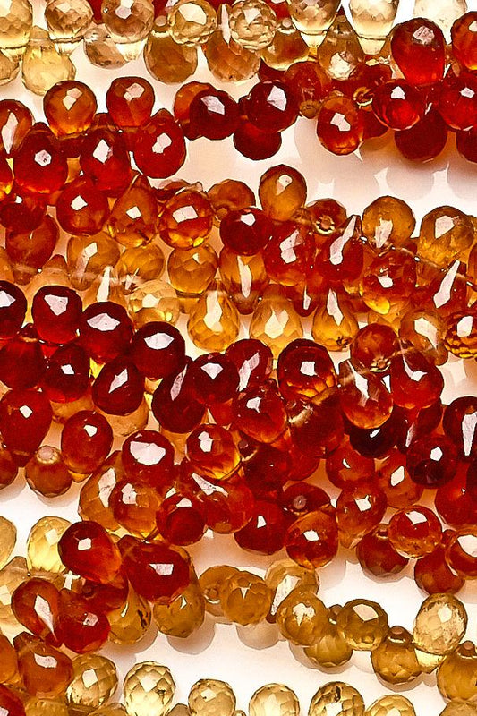 Hexonite Brown Drop Faceted Natural Beads