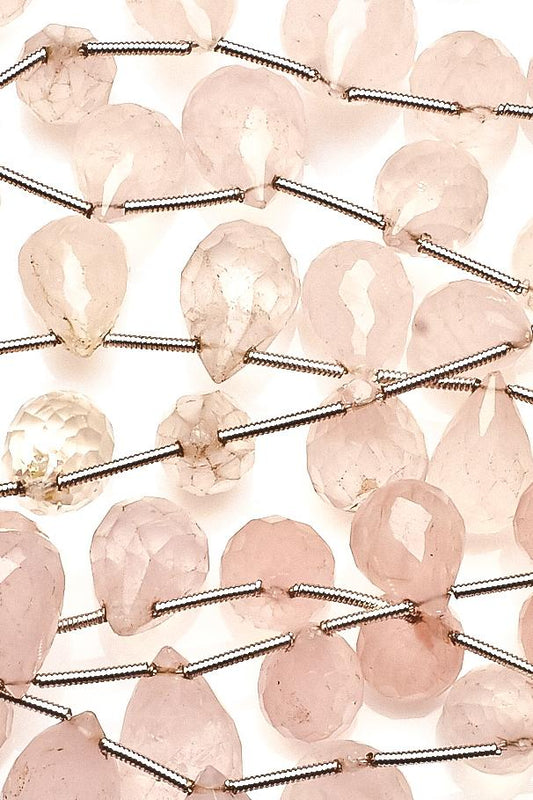 Rose Quartz Pink Drop Faceted Natural Beads