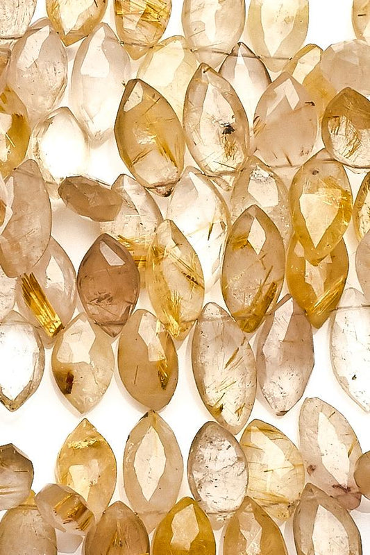 Golden Rutile Shaded Yellow Marquise Faceted Natural Beads