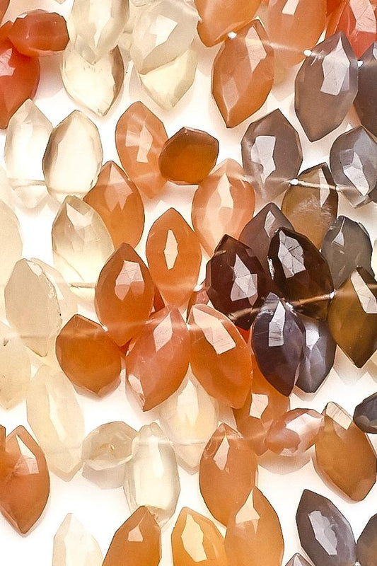Rainbow Moonstone White Marquise Faceted Natural Beads
