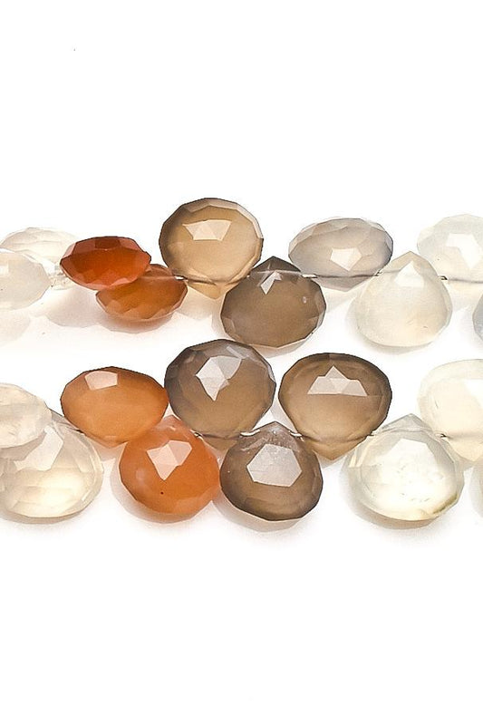 Moonstone Multi Color Heart Faceted Natural Beads