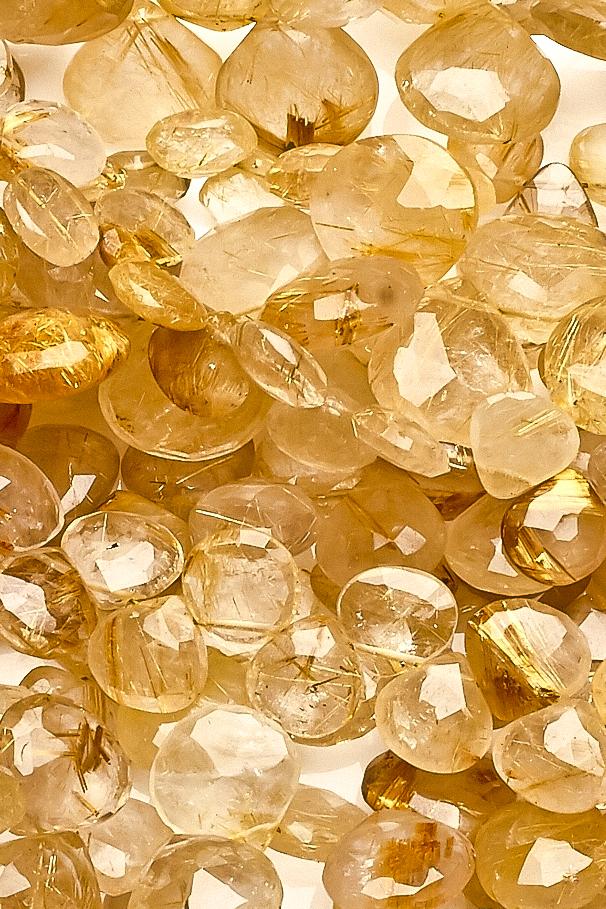 Golden Rutile Shaded Yellow Heart Faceted Natural Beads
