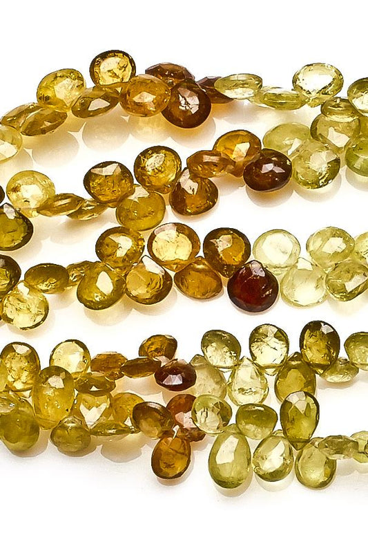 Grossular Garnet Green Shaded Heart Faceted Natural Beads