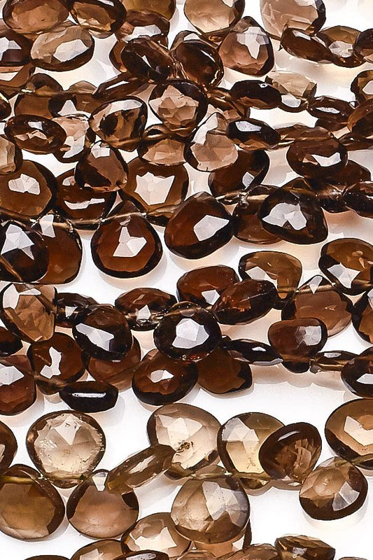 Smoky Quartz Brown Heart Faceted Natural Beads