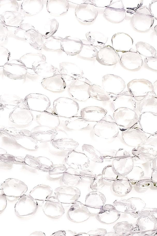 Crystal Quartz Clear Heart Faceted Natural Beads