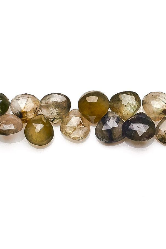 Green Rutile Green Heart Faceted Natural Beads