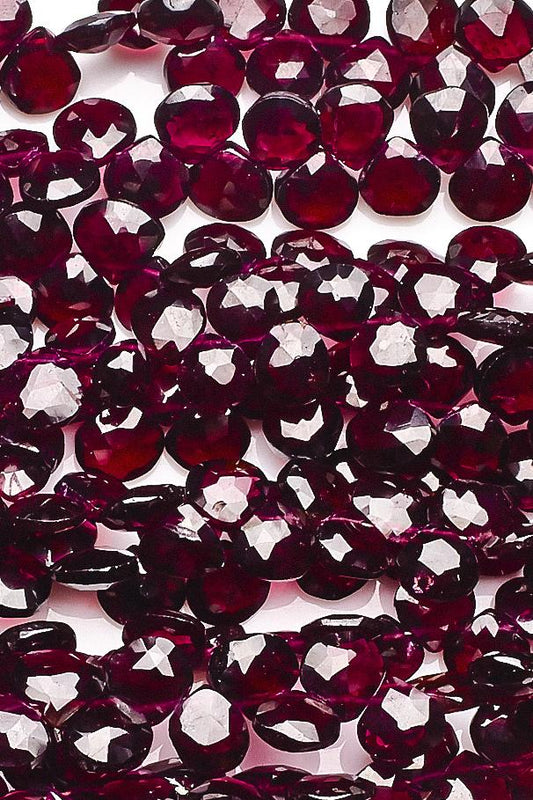 Garnet Dark Red Heart Faceted Natural Beads