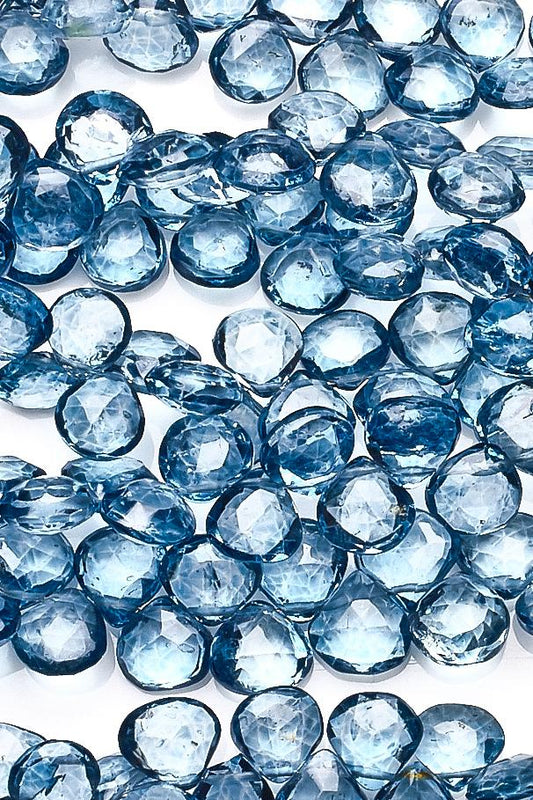 Crystal Quartz Blue Heart Faceted Coating Beads