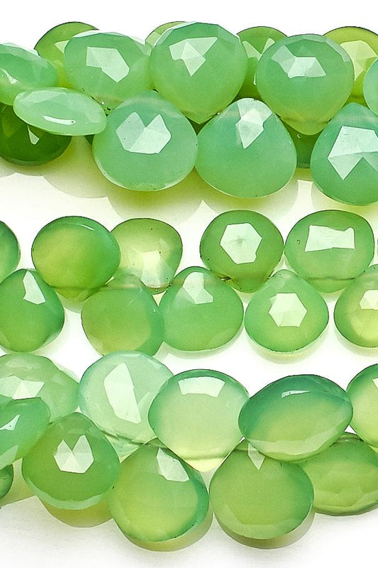 Chrysoprase Green Heart Faceted Natural Beads