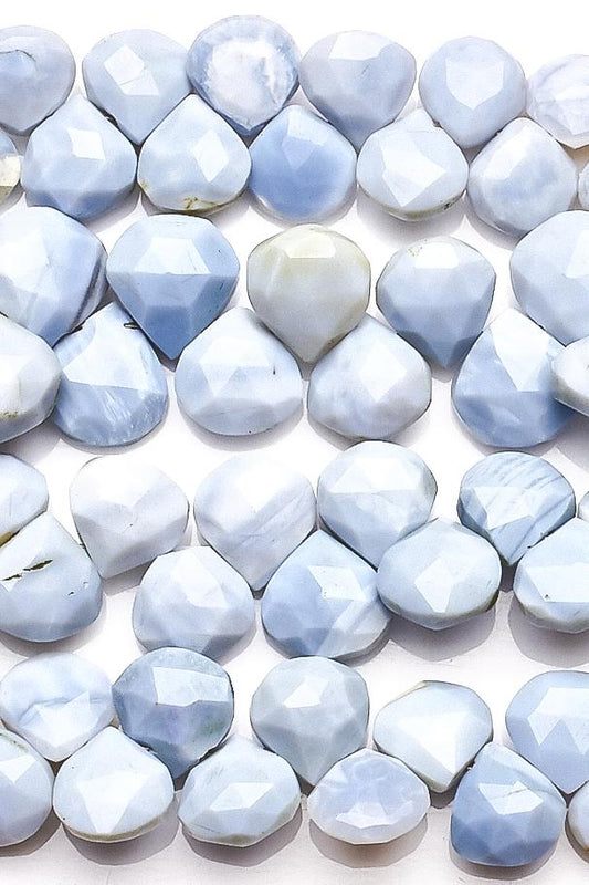Opal Light Blue Heart Faceted Natural Beads