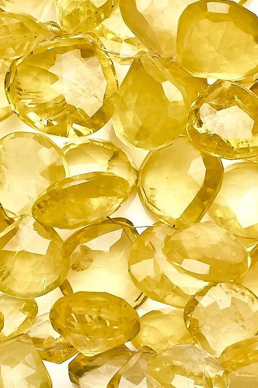 Lemon Quartz Yellow Heart Faceted Natural Beads