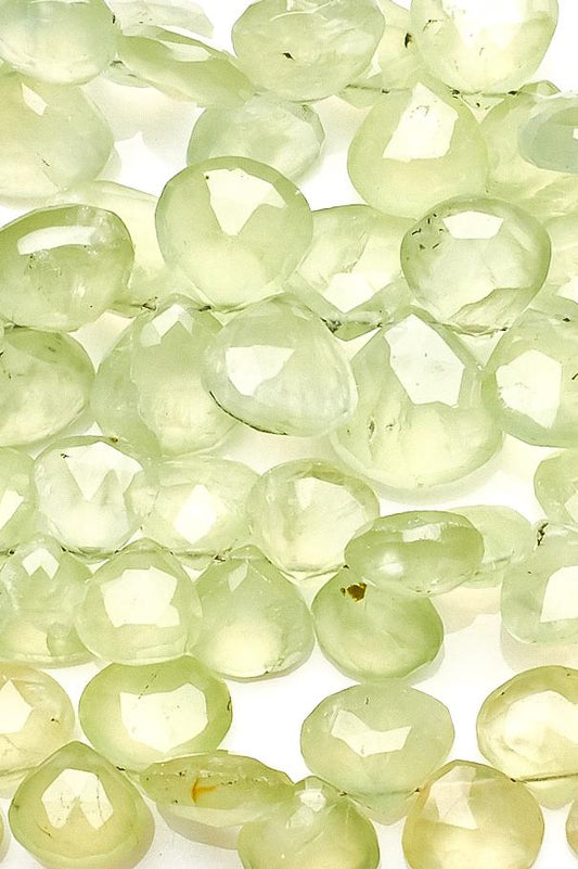 Prehnite Green Heart Faceted Natural Beads