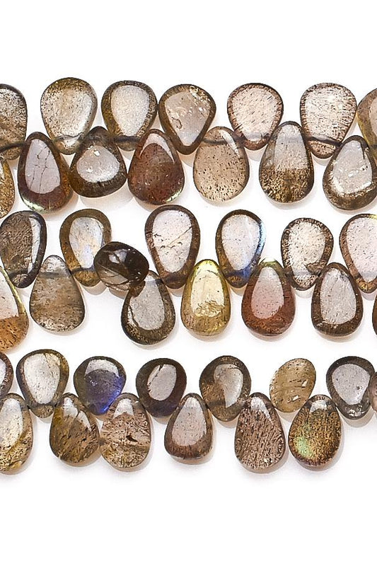 Labradorite Grey Pear Smooth Natural Beads