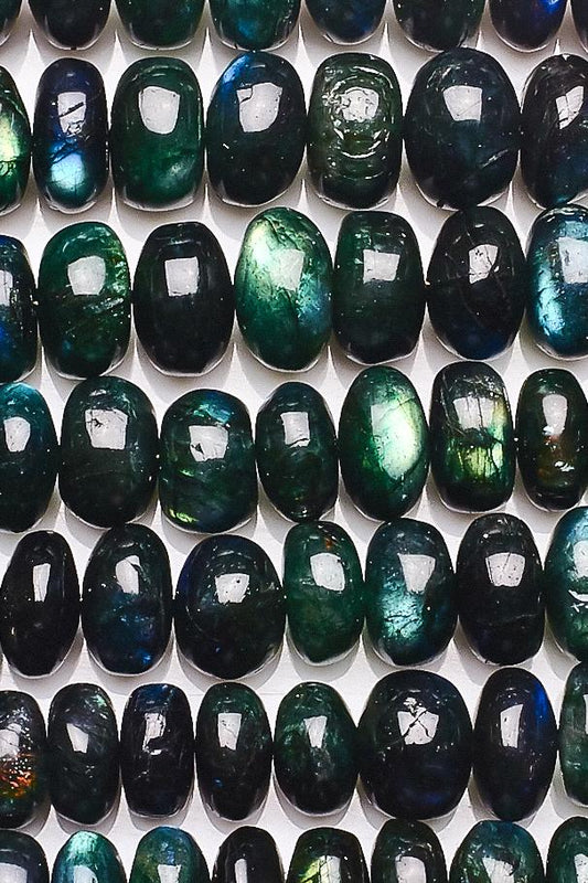 Labradorite Green Rondelle Heat Treated Mini Beads