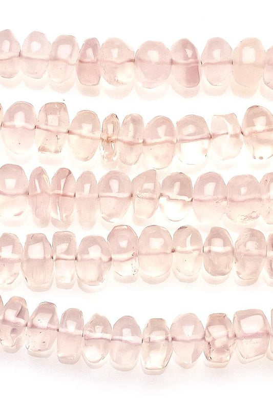 Rose Quartz Pink Rondelle Smooth Natural Beads