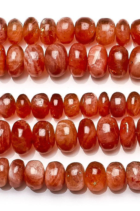 Sunstone Dark Brown Rondelle Smooth Natural Beads