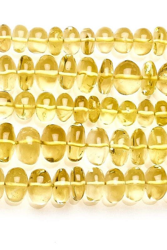 Lemon Quartz Yellow Rondelle Smooth Natural Beads