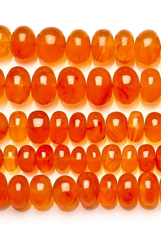 Carnelian Orange Rondelle Smooth Natural Beads
