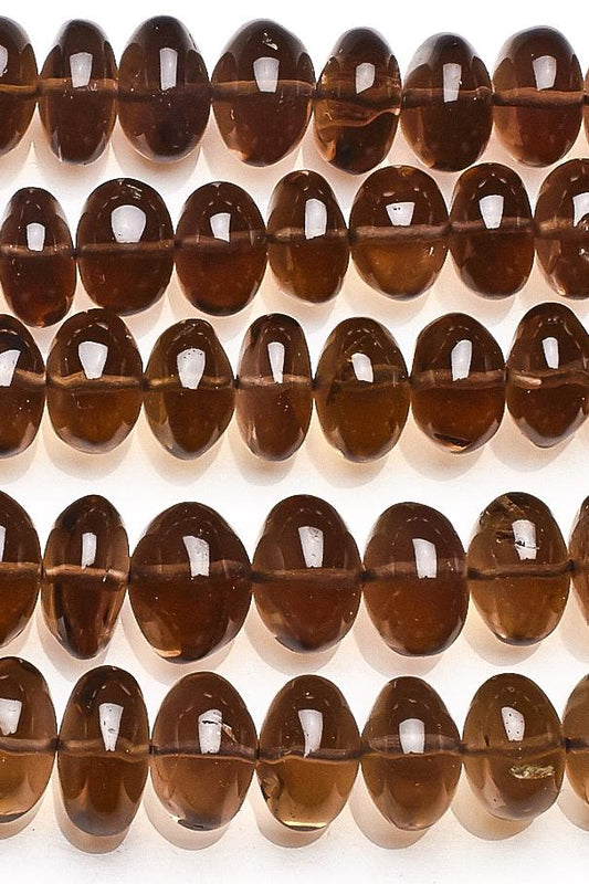 Smoky Quartz Brown Rondelle Smooth Natural Beads