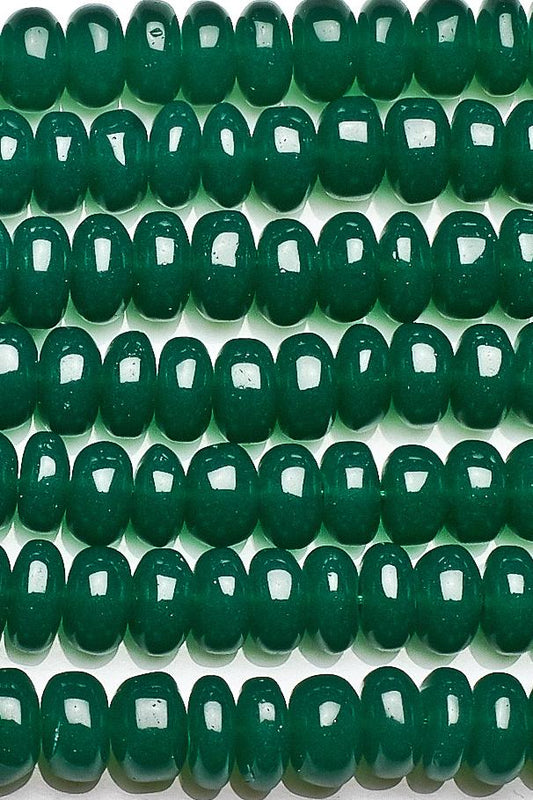Green Onyx Green Rondelle Smooth Heat Treated Beads