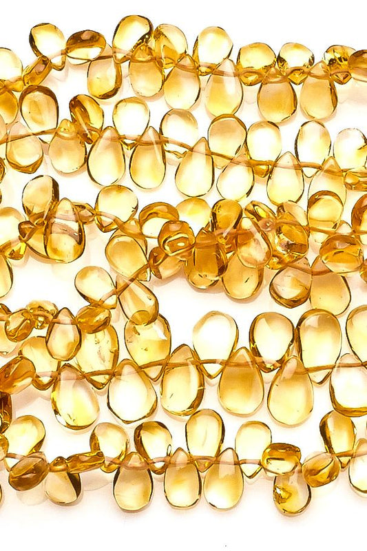 Citrine Yellow Pear Smooth Natural Beads