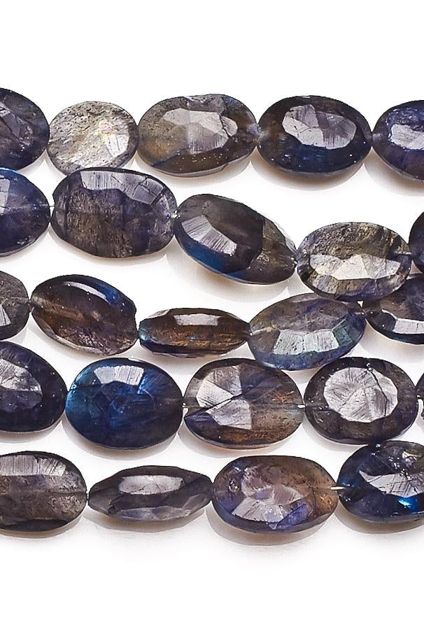 Labradorite Blue Oval Faceted Heat Treated Beads