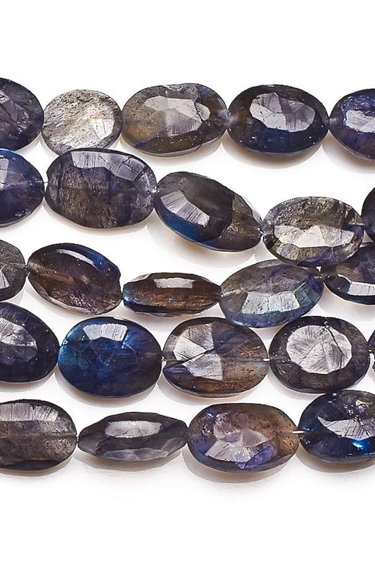Labradorite Blue Oval Faceted Heat Treated Beads