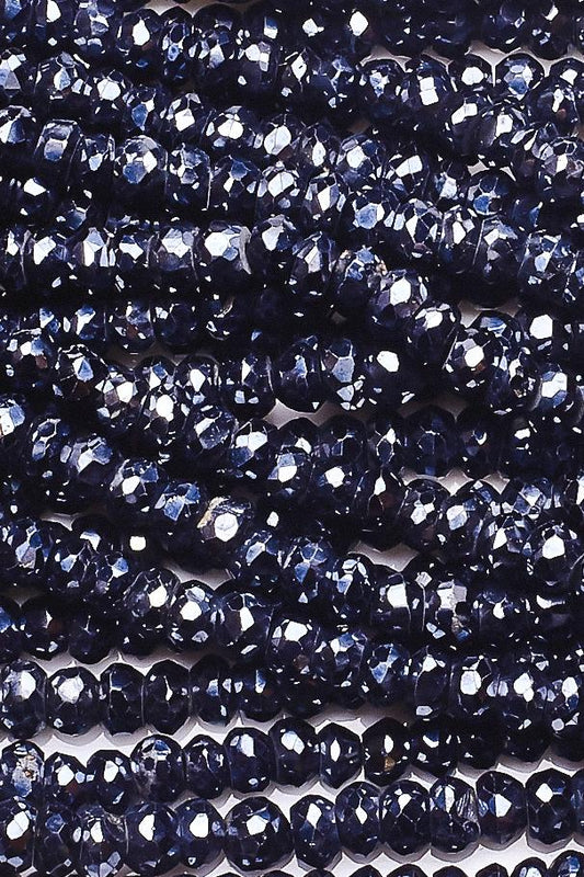 Mystic Coated Black Spinel Rondelle Faceted Medium and Large Beads