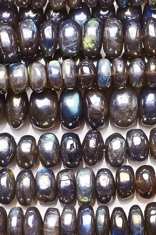 Labradorite Grey Rondelle Smooth Mystic Coating Beads