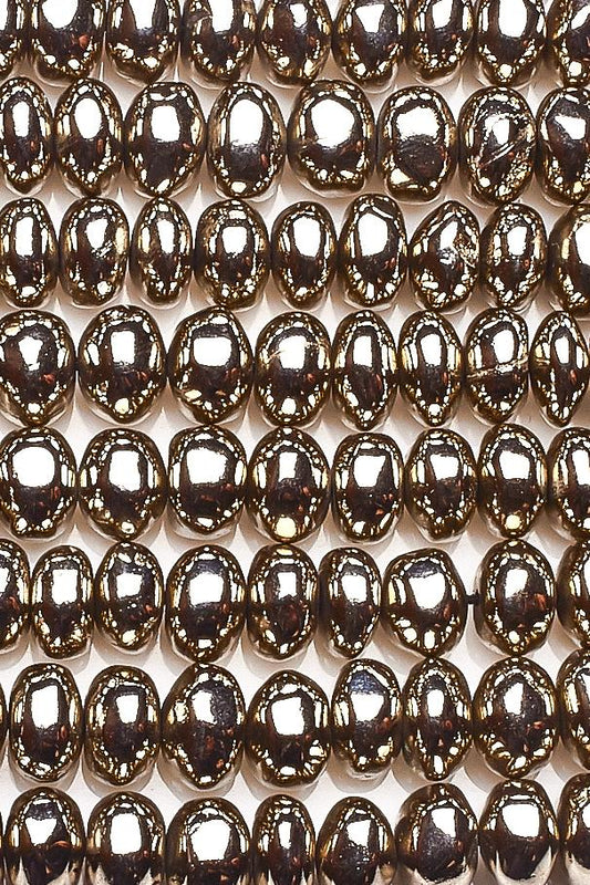 Pyrite Silver Rondelle Smooth Coating Beads