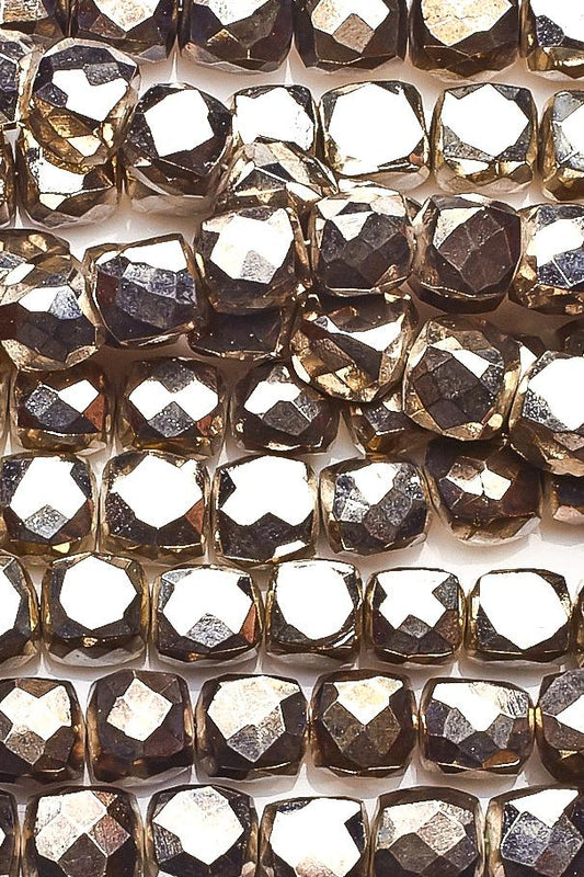 Pyrite Silver Cube Faceted Coating Beads