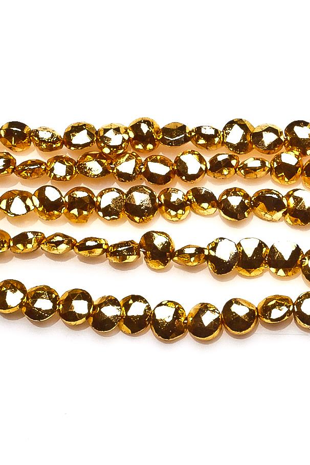 Pyrite Gold Coin Faceted Coating Beads