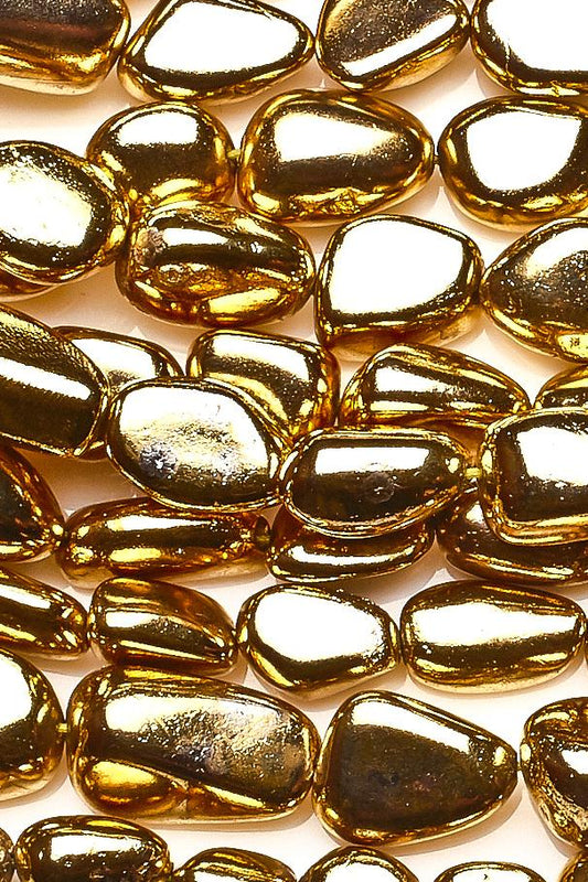 Pyrite Gold Nugget Smooth Coating Beads
