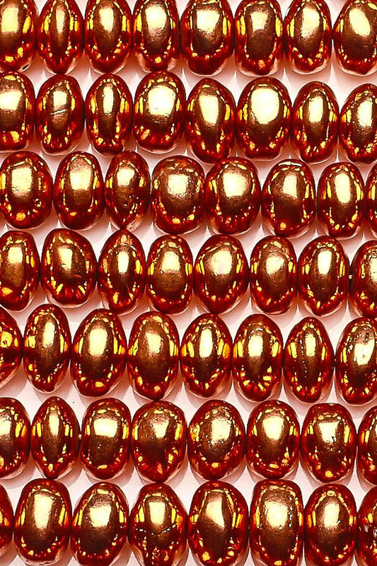 Pyrite Copper Rondelle Smooth Coating Beads