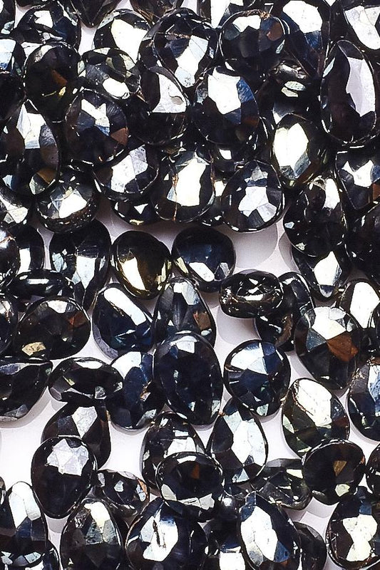 Black Spinel Shine Pear Faceted Coating Beads