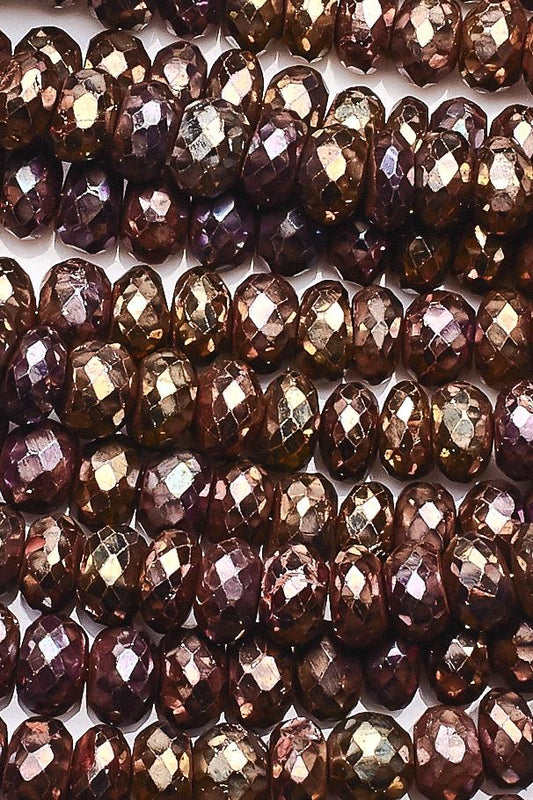 Brown Coated Black Spinel Rondelle Faceted Beads