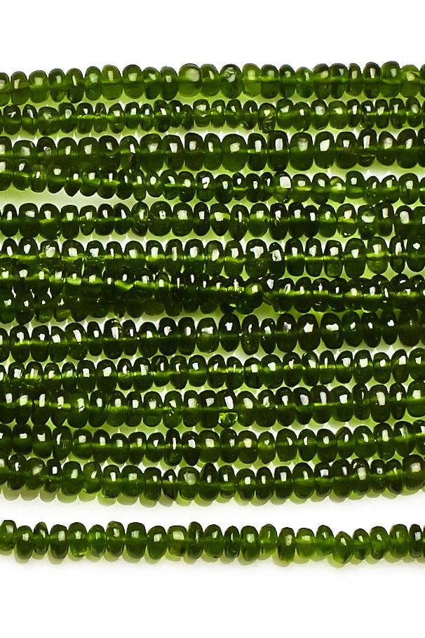 Chrome Diopside  Green Rondelle Smooth Natural Beads