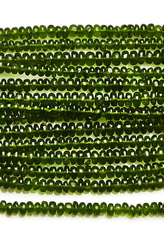 Chrome Diopside Green Rondelle Smooth Natural Beads