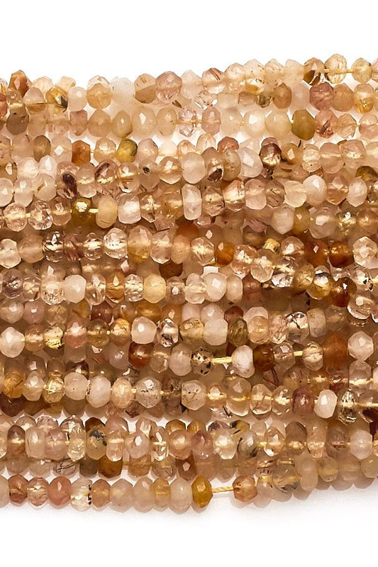 Rutilite Quartz Brown Rondelle Faceted Natural Beads