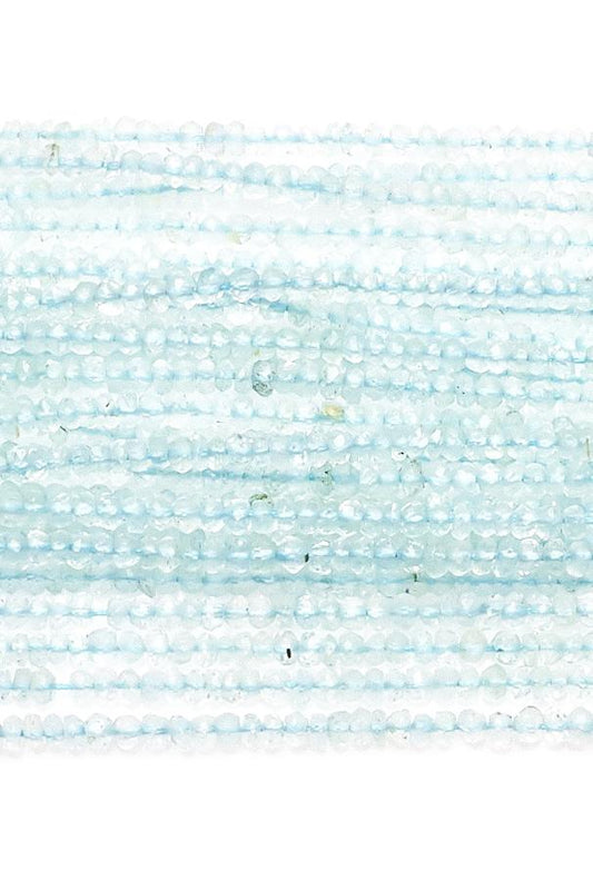 Aquamarine Blue Rondelle Faceted Natural Beads