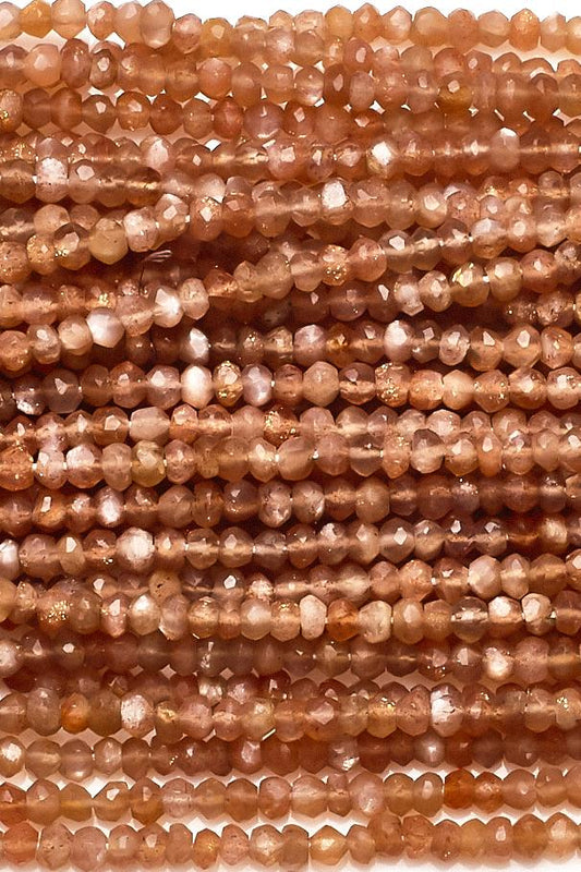 Moonstone Brown Rondelle Faceted Natural Beads