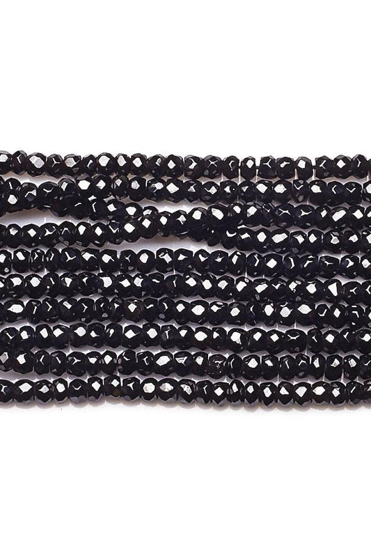 Black Spinel Black Rondelle Faceted Natural Beads