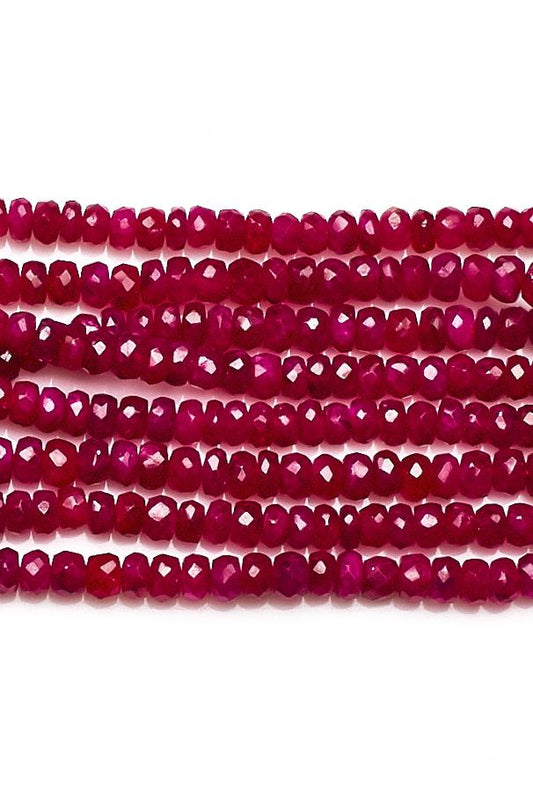 Ruby Red Rondelle Faceted Dyed Beads